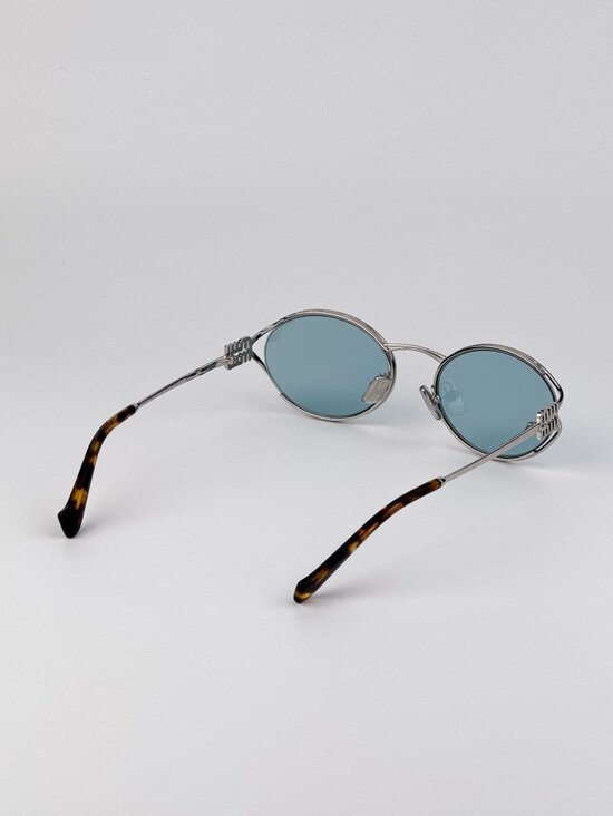 Miu Miu Women’s Sunglasses – LOGO Silver Blue Oval MU52YS 1BC20R New & Authentic main image 9